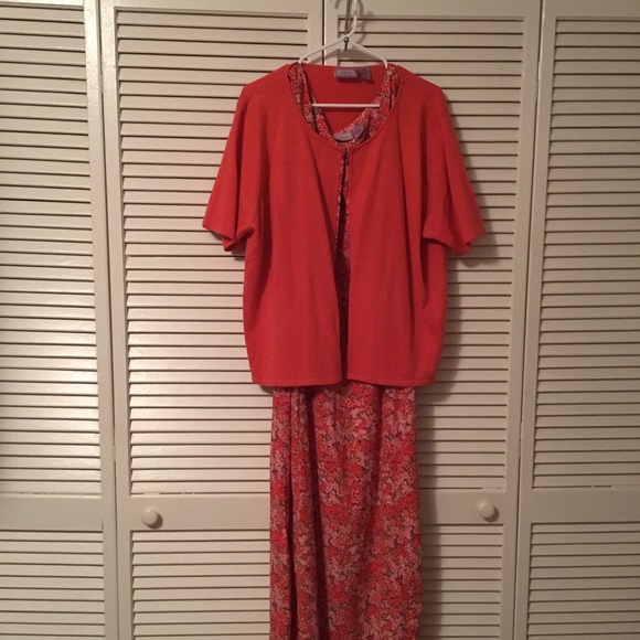 premier Internationa Dresses & Skirts - Women's Orange Floral Two-Piece Dress Set